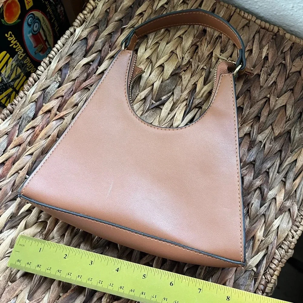 Y2K Brown faux leather mini bag cutest shape night out holds phone 2000s purse - Picture 4 of 7